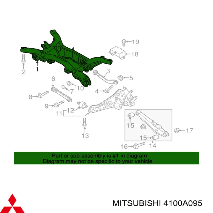 4100A095 Mitsubishi silentblock,suspensión, cuerpo del eje trasero, derecho