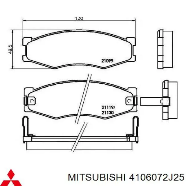 4106072J25 Mitsubishi pastillas de freno delanteras