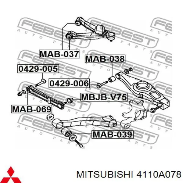 4110A078 Mitsubishi Brazo superior derecho de la suspensión trasera