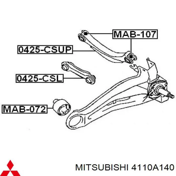 4110A140 Mitsubishi brazo suspension inferior trasero izquierdo/derecho