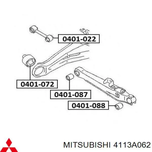 4113A062 Mitsubishi suspensión, barra transversal trasera, exterior