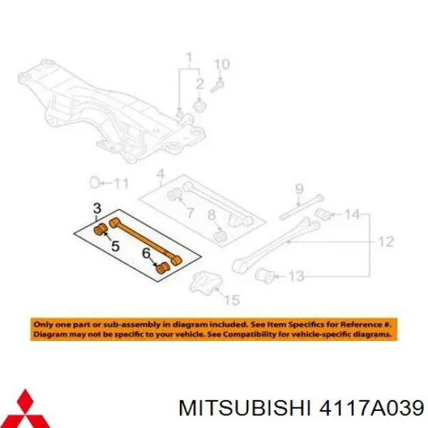 5105270AA Mitsubishi barra transversal de suspensión trasera