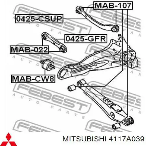 4117A039 Mitsubishi Barra oscilante, suspensión de ruedas, eje trasero