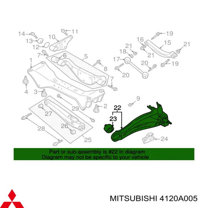 Mangueta trasera izquierda (suspension) para Mitsubishi Outlander (CU)