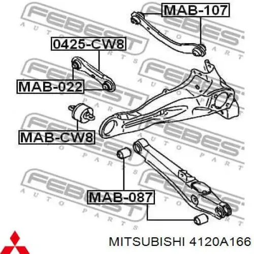Buje delantero del brazo longitudinal trasero Mitsubishi 4120A166 precio, desde 30,44 EUR
