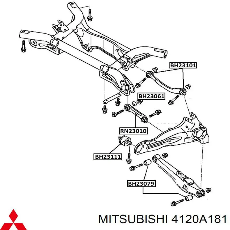 Buje delantero del brazo longitudinal trasero Mitsubishi 4120A181