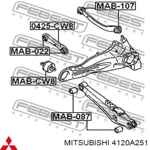 Comprar 4120A251 Mitsubishi Buje delantero del brazo longitudinal trasero