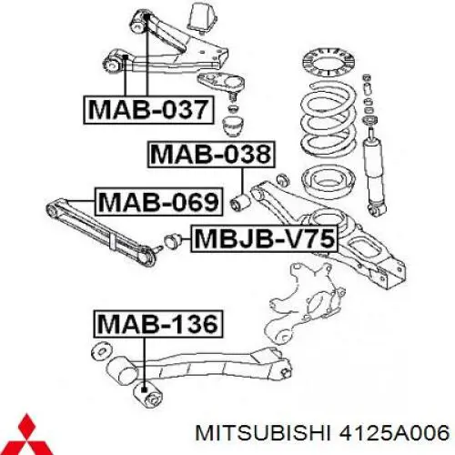 Comprar 4125A006 Mitsubishi Buje del brazo longitudinal inferior trasero