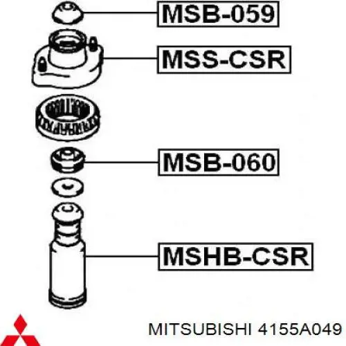4155A049 Mitsubishi tope de amortiguador trasero, suspensión + fuelle