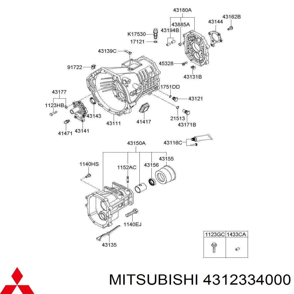 4312334000 Mitsubishi anillo reten caja de cambios