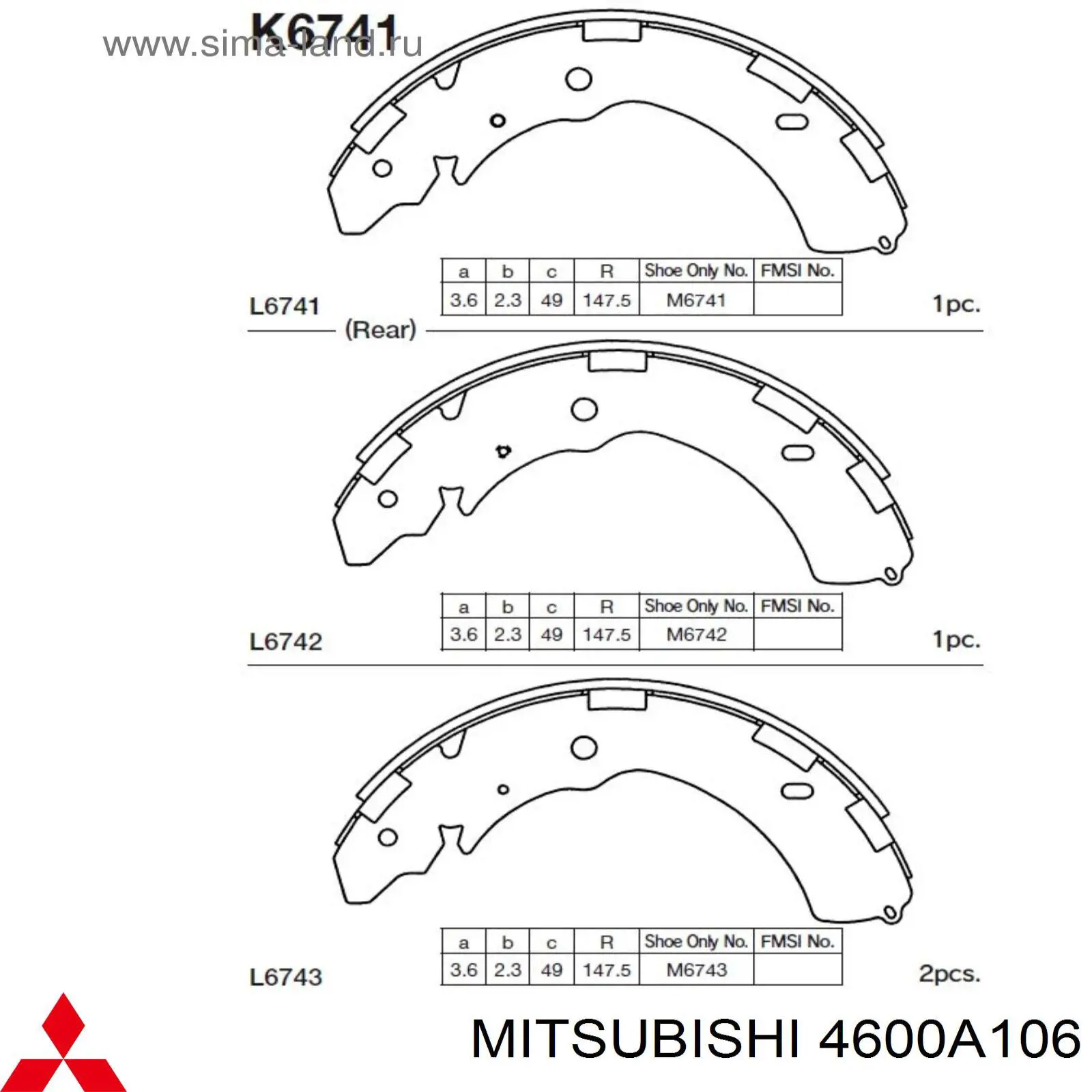 Comprar 4600A106 Mitsubishi Zapatas de freno