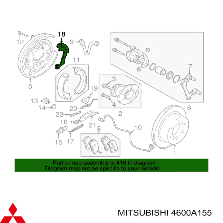 Abrazadera de expansión del tambor de freno derecha Mitsubishi 4600A155 precio, desde 42,06 EUR