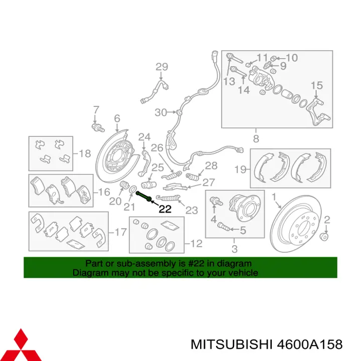 Zapatas de freno de tambor trasero de dedo para Mitsubishi Lancer (CX_A)