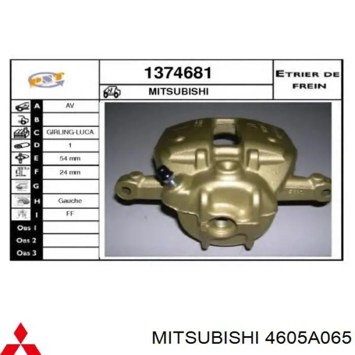 4605A065 Mitsubishi pinza de freno delantera izquierda