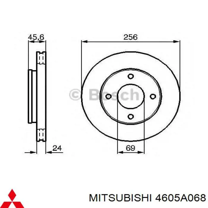 Comprar 4605A068 Mitsubishi Freno de disco delantero
