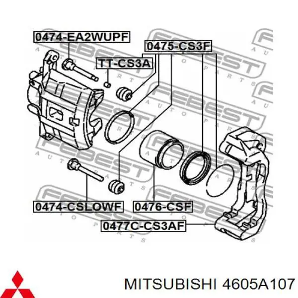 Pasador guía superior de la pinza de freno delantera Mitsubishi 4605A107 precio, desde 13,98 EUR