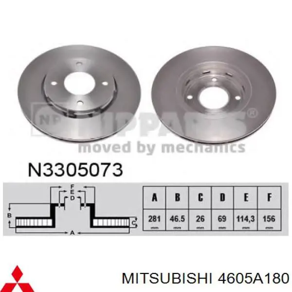4605A180 Mitsubishi disco de freno delantero