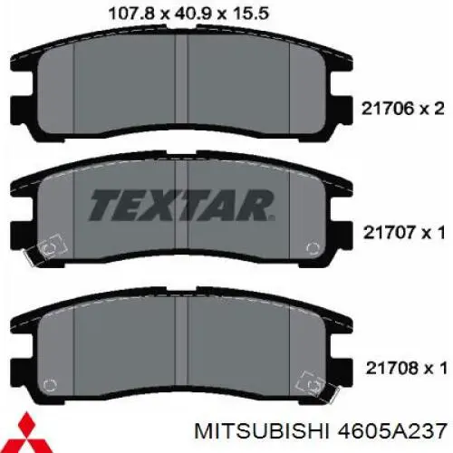 4605A237 Mitsubishi pastillas de freno traseras