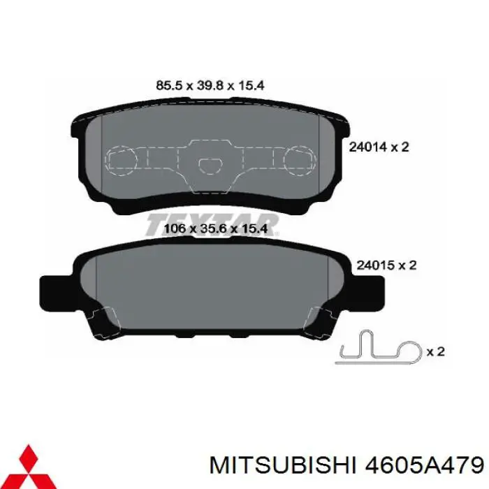 Pastillas de freno traseras 4605A479 Mitsubishi