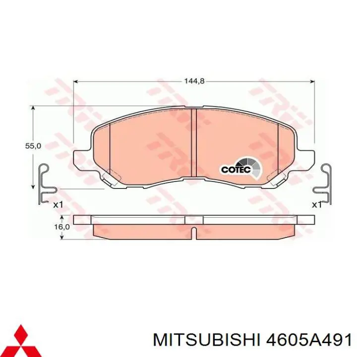 Pastillas de freno 4605A491 Mitsubishi