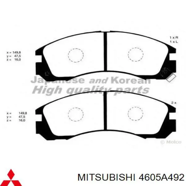 Comprar 4605A492 Mitsubishi Pastillas delanteras de freno