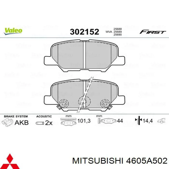 4605A502 Mitsubishi pastillas de freno traseras