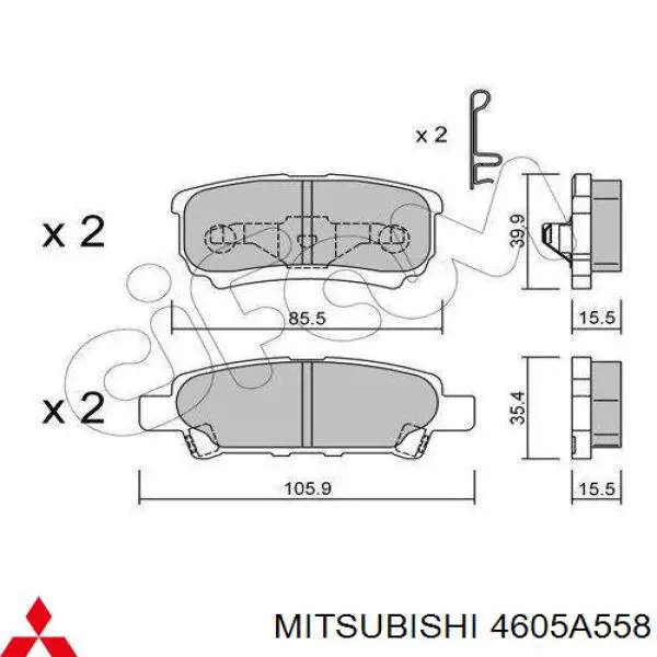 4605A558 Mitsubishi pastillas de freno traseras