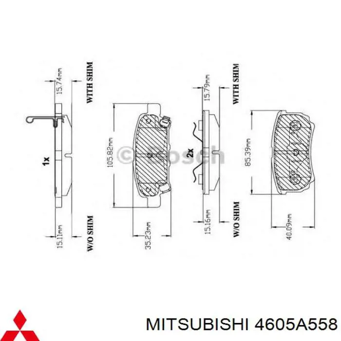 Pastillas traseras de freno Mitsubishi 4605A558 precio, desde 23,27 EUR