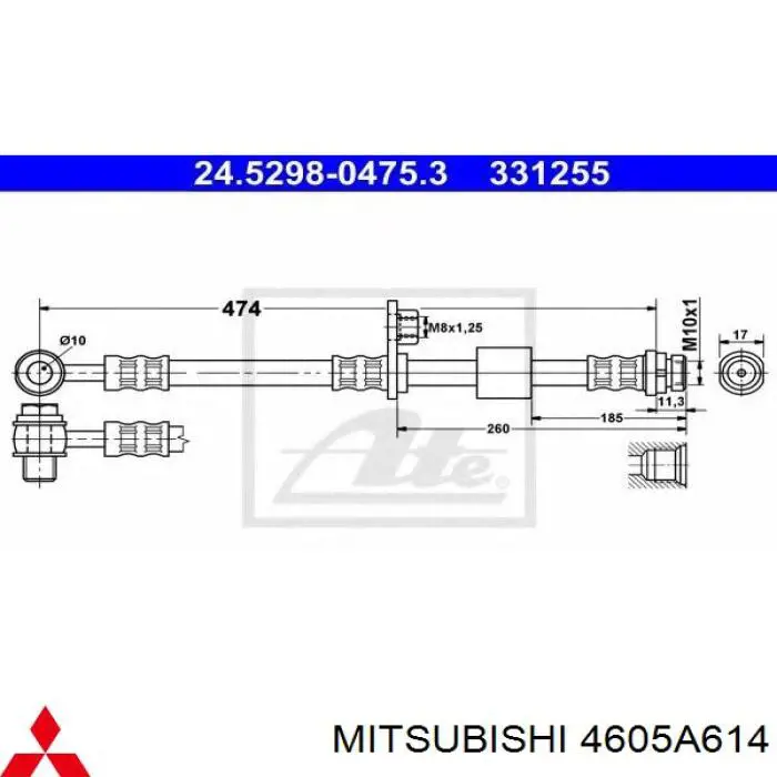 4605A614 Mitsubishi latiguillo de freno delantero