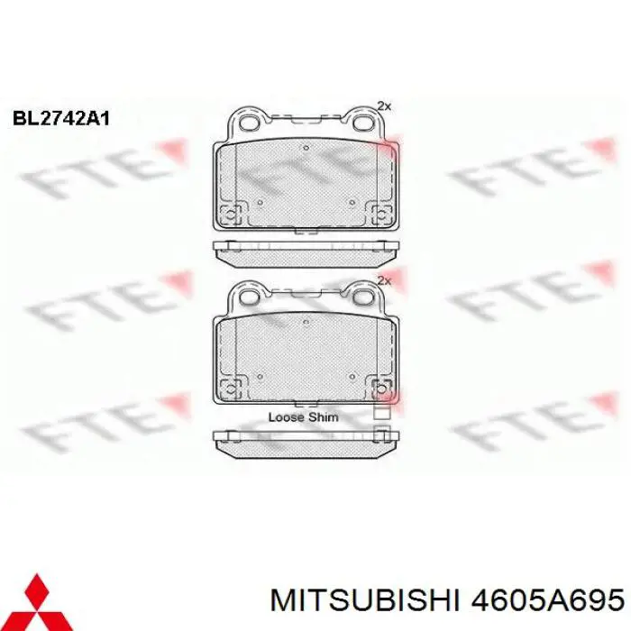 4605A695 Mitsubishi pastillas de freno traseras