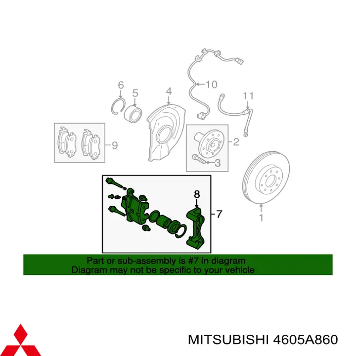 Comprar 4605A860 Mitsubishi Pinza de freno delantera derecha