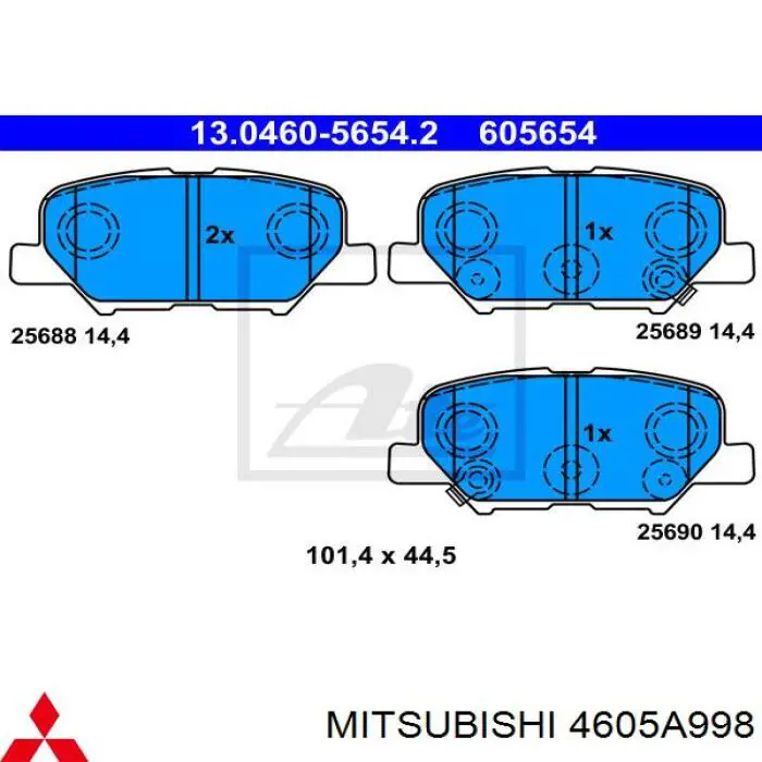 Pastillas traseras de freno Mitsubishi 4605A998 precio, desde 20,63 EUR