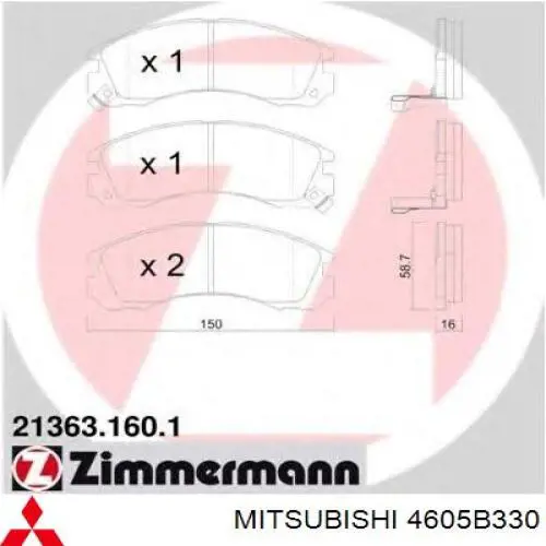 Pastillas freno delanteras Mitsubishi 4605B330 precio, desde 23,49 EUR