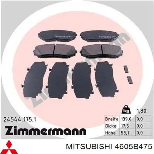 Pastillas freno delanteras Mitsubishi 4605B475 precio, desde 21,75 EUR