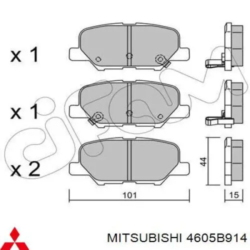 4605B914 Mitsubishi pastillas de freno traseras