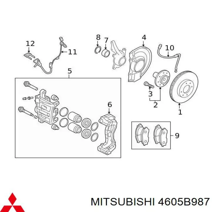 4605B987 Mitsubishi pastillas de freno traseras
