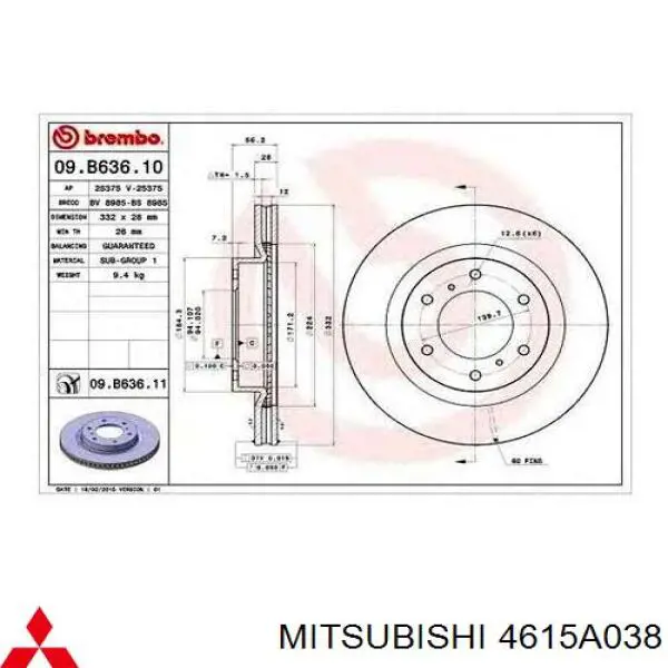 Frenos delanteros Mitsubishi 4615A038 precio, desde 54,98 EUR
