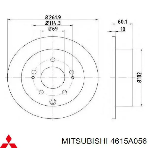 Disco de freno trasero Mitsubishi 4615A056 precio, desde 34,74 EUR