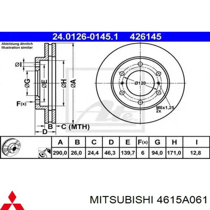 4615A061 Mitsubishi disco de freno delantero
