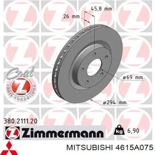 Disco de freno 4615A075 Mitsubishi