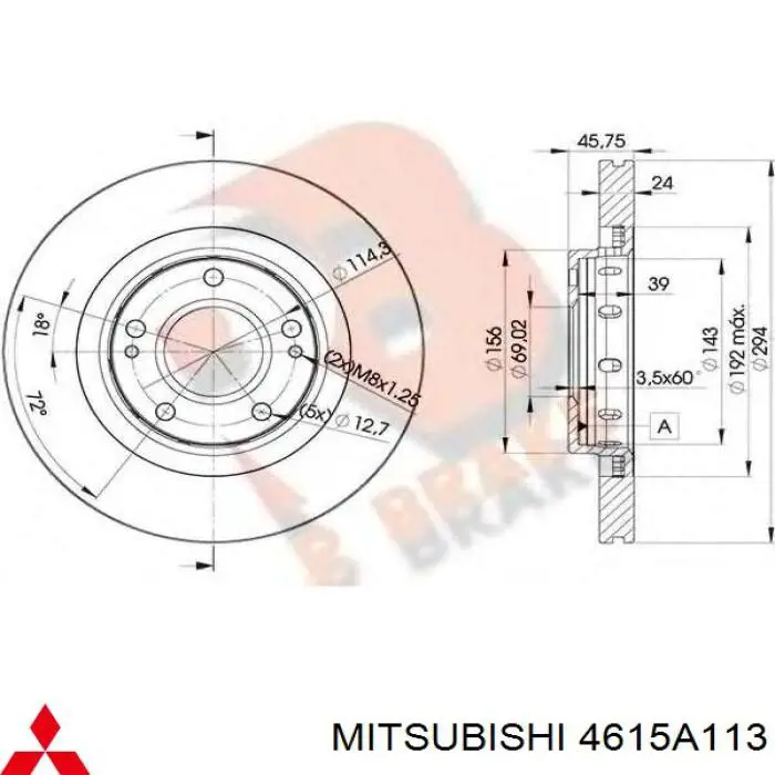 4615A113 Mitsubishi freno de disco delantero