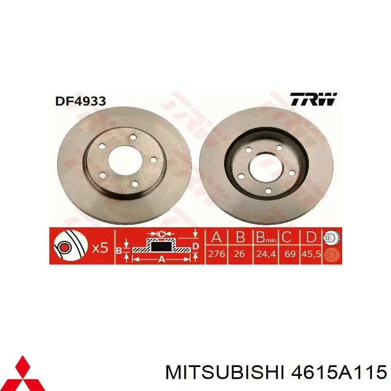 Disco de freno 4615A115 Mitsubishi
