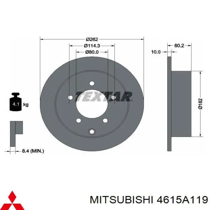 Comprar 4615A119 Mitsubishi Disco de freno trasero