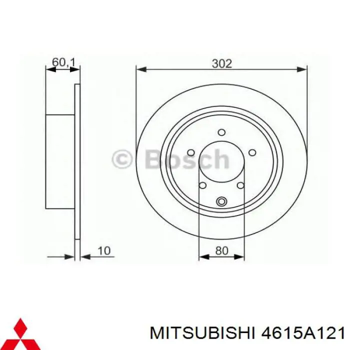 4615A121 Mitsubishi disco de freno trasero