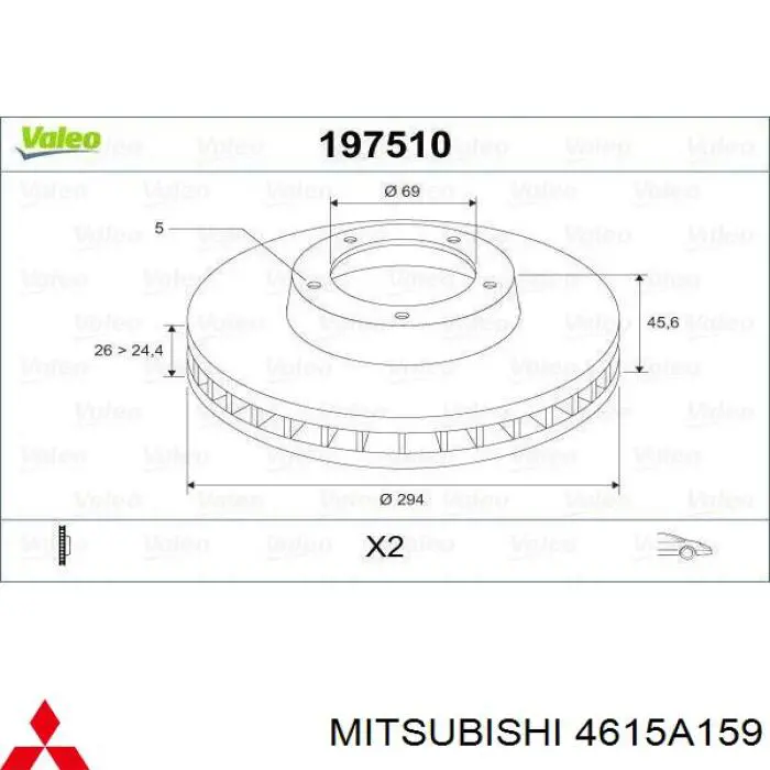 Disco de freno 4615A159 Mitsubishi