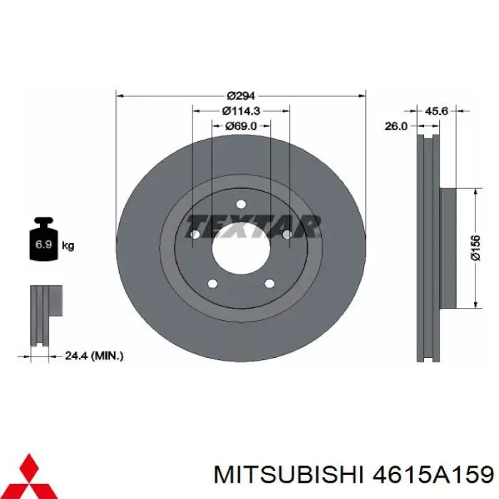 4615A159 Mitsubishi disco de freno delantero
