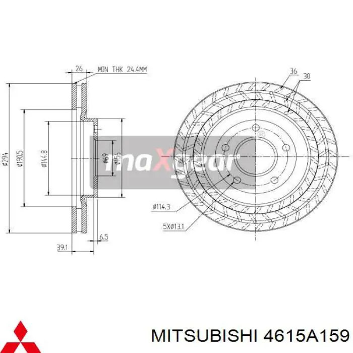 Comprar 4615A159 Mitsubishi Freno de disco delantero