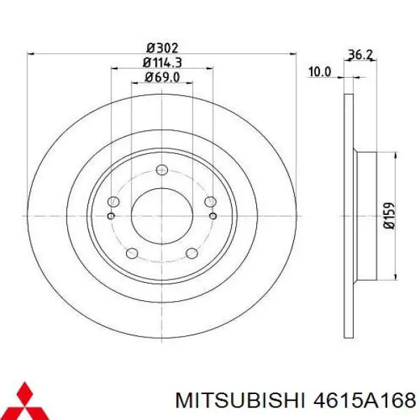 Disco de freno trasero 4615A168 Mitsubishi