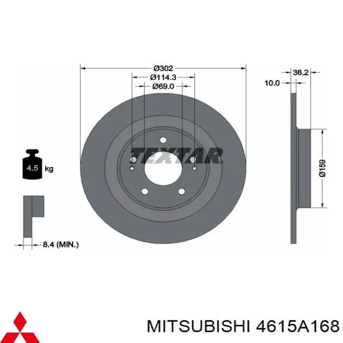Comprar 4615A168 Mitsubishi Disco de freno trasero