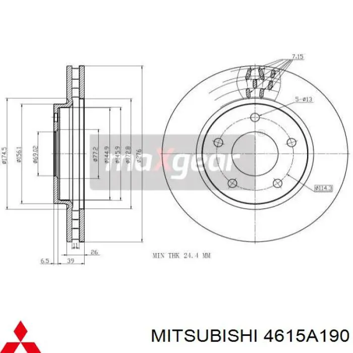 Comprar 4615A190 Mitsubishi Freno de disco delantero